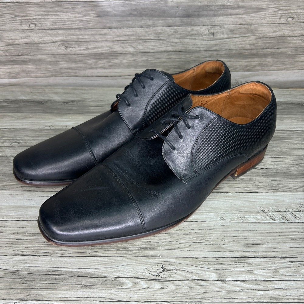 Florsheim Postino Cap Toe Oxford Mens 12D Black Leather Dress Shoes Lace Up
